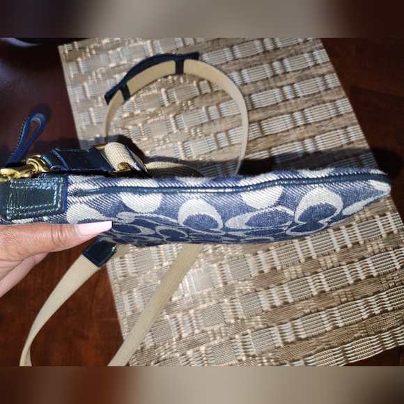 Coach Signature Denim Adjustable Crossbody Bag W/Coin Pouch (7.5" W x 8.5"H) - Picture 14 of 16